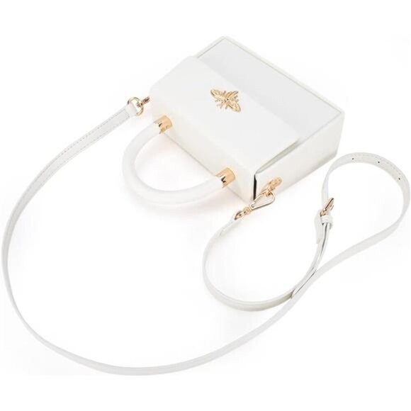 Small Top Handle Elegant, Square Bag White - Picture 6 of 6